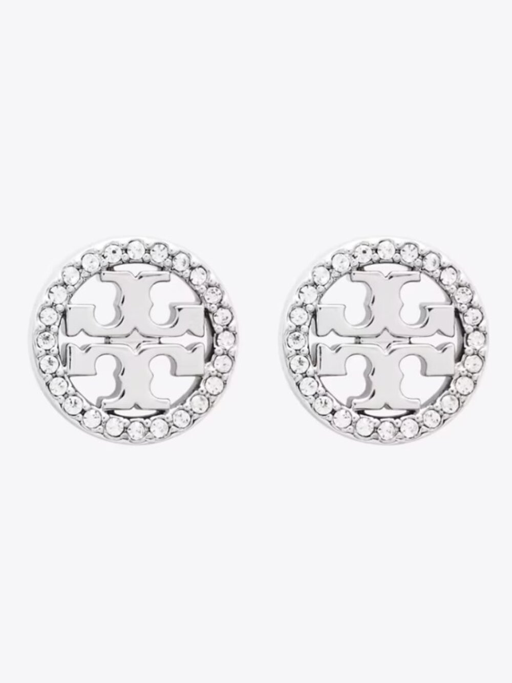Tory Burch ICON PAVÉ STUD EARRINGS silver
